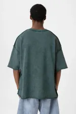 Yıkamalı Oversize Tişört Nefti