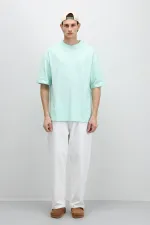 T-shirt basique oversize à col rond menthe