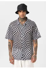 Patterned Corduroy Oversize Shirt Pattern-10