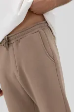 Basic Sweatpants with Elasticated Cuffs, Mink Color