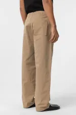 Baggy Fit Gabardine Trousers Tan