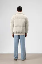 Doudoune oversize en velours, écru