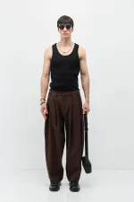 Barrel Fit Tailored Pantolon Kahve