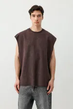 T-shirt basique sans manches café