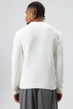 Pull oversize à col rond en maille, écru