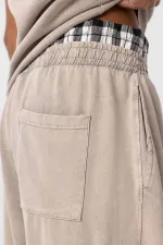 Washed Waist Detail Baggy Sweatpants with Stone