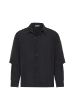 Chemise noire oversize à double manche