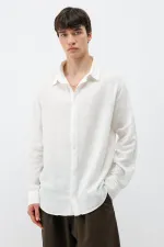 Chemise basique oversize à manches longues, écru
