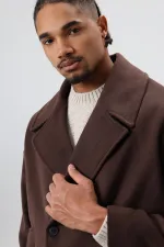 Veste courte oversize croisée en cachemire, marron