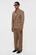 Tek Düğme Oversize Takım Elbise Vizon