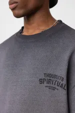 Yıkamalı Oversize Triko Tişört Siyah