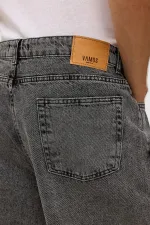Oversize Bermuda Denim Şort Gri