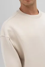 Sweat-shirt basique à col rond oversize couleur pierre