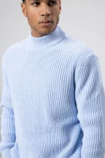 Yarım Balıkçı Yaka Triko Kazak Bebe Mavi