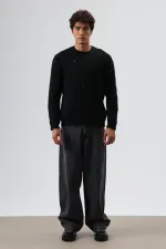 Pull oversize en maille à motifs, noir