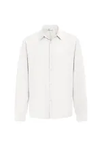 Basıc Oversize Uzun Kollu Modal Karışımlı Gömlek Ekru