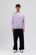 Sweat-shirt oversize à col rond imprimé lilas