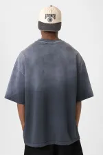 Yıkamalı Oversize Tişört Siyah