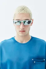 Yıkamalı Cep Detaylı Oversize Tişört İndigo