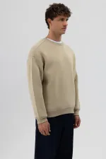 Sweat-shirt imprimé oversize à col rond kaki