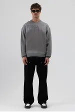 Sweat-shirt noir oversize imprimé délavé