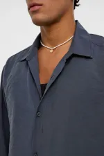 Basıc Oversize Uzun Kollu Modal Karışımlı Gömlek Antrasit