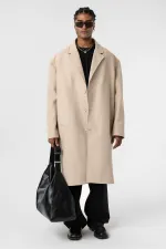 Oversize Uzun Kaşe Kaban Taş