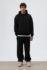 Sweat à capuche basique oversize délavé noir