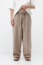 Super Baggy Fit Keten Pantolon Taş