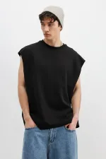 Oversize Kolsuz Basic Tişört Siyah