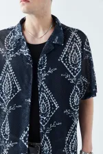 Patterned Corduroy Oversize Shirt Pattern-11