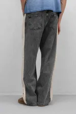 Yan Şeritli Baggy Fit Jean Antrasit