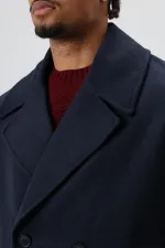 Veste courte oversize croisée en cachemire, bleu marine