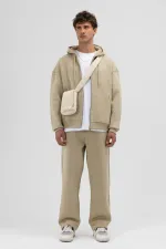 Sweat-shirt à capuche basique oversize zippé kaki