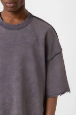 Yıkamalı Oversize Tişört Füme