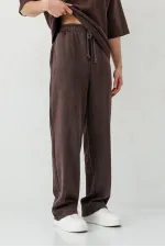 Baggy Fit Yıkamalı Eşofman Alt Kahve