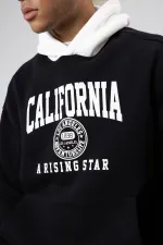 Sweat-shirt oversize noir imprimé bicolore