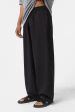 Black Baggy Pants with Elastic Waistband