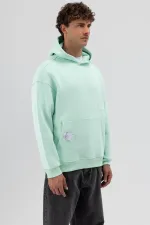 Sweat-shirt à capuche oversize imprimé menthe