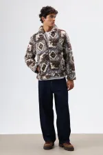 Oversize Peluş Mont Kahve