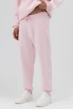 Pantalon de survêtement basique à chevilles élastiquées, rose
