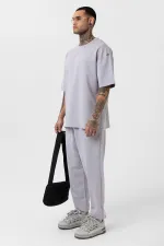 Ensemble de survêtement basique oversize à poignets élastiqués, gris peint