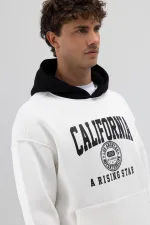 Sweat-shirt oversize imprimé bicolore, écru