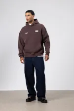 Sweat-shirt oversize imprimé au dos, couleur café