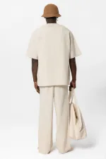 Basıc Oversize Keten Takım Bej