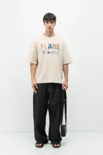 Baskılı Oversize Tişört Taş