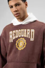 Sweat à capuche imprimé oversize, couleur café