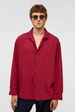 Oversize Long-Sleeve Modal Fabric Shirt, Burgundy