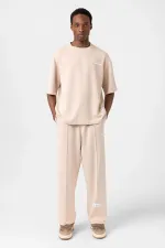 Label Detailed Oversize Modal Fabric Tracksuit Set Stone