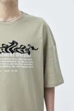 Atelier Kabartma Baskılı Oversize Tişört Vizon